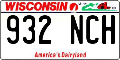 WI license plate 932NCH