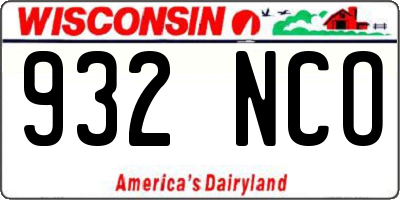 WI license plate 932NCO