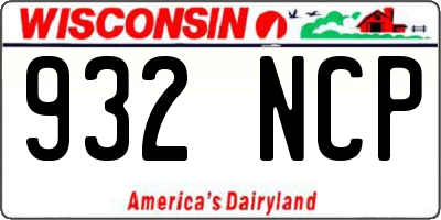 WI license plate 932NCP