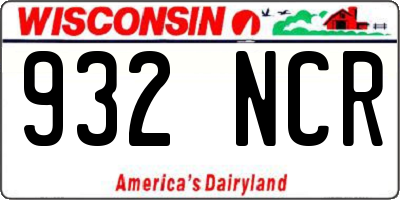 WI license plate 932NCR