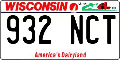 WI license plate 932NCT