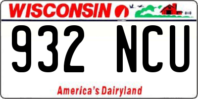 WI license plate 932NCU