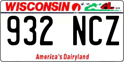 WI license plate 932NCZ