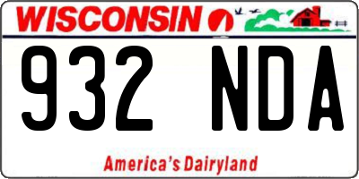 WI license plate 932NDA