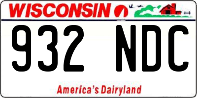 WI license plate 932NDC