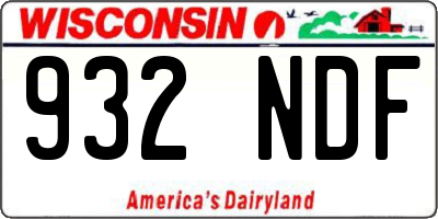 WI license plate 932NDF