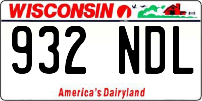WI license plate 932NDL