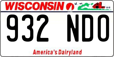 WI license plate 932NDO