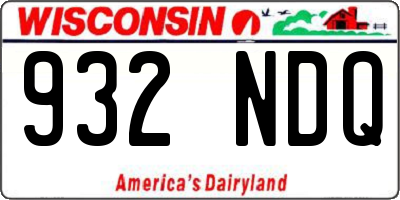 WI license plate 932NDQ