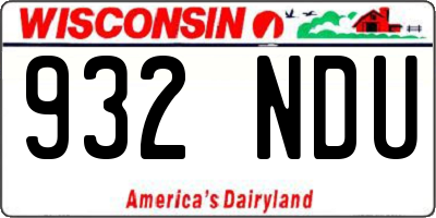 WI license plate 932NDU