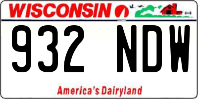 WI license plate 932NDW