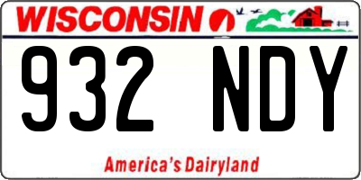 WI license plate 932NDY