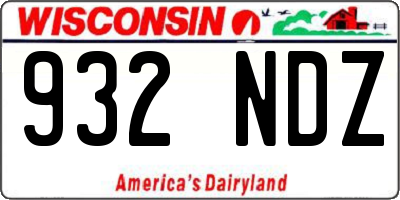 WI license plate 932NDZ