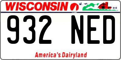 WI license plate 932NED
