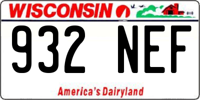 WI license plate 932NEF