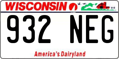WI license plate 932NEG