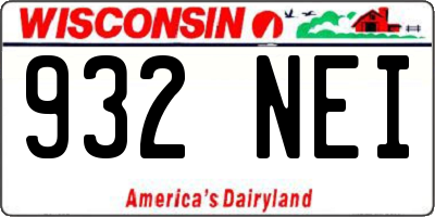 WI license plate 932NEI