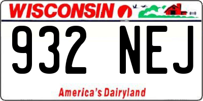 WI license plate 932NEJ