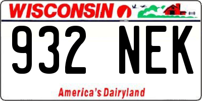 WI license plate 932NEK