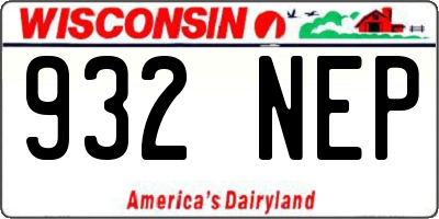 WI license plate 932NEP