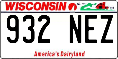 WI license plate 932NEZ