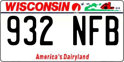 WI license plate 932NFB