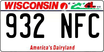 WI license plate 932NFC