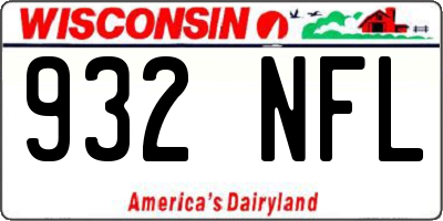 WI license plate 932NFL