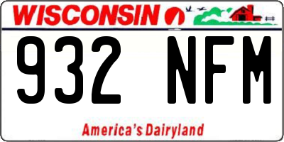 WI license plate 932NFM