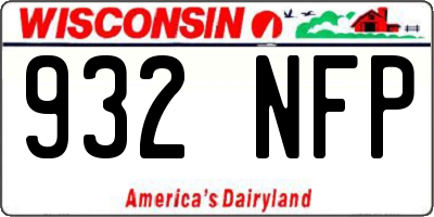 WI license plate 932NFP