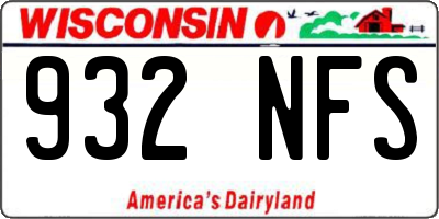 WI license plate 932NFS