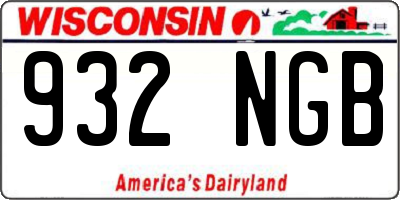 WI license plate 932NGB