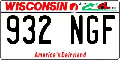 WI license plate 932NGF