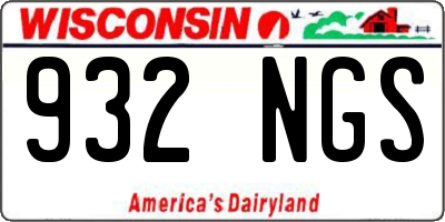 WI license plate 932NGS