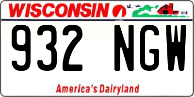 WI license plate 932NGW