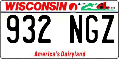 WI license plate 932NGZ
