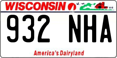 WI license plate 932NHA