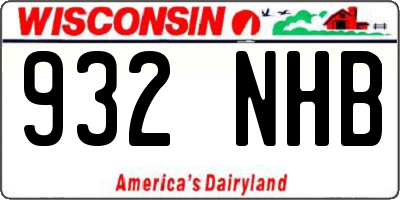 WI license plate 932NHB