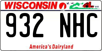 WI license plate 932NHC