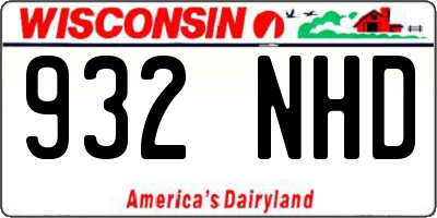 WI license plate 932NHD