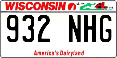 WI license plate 932NHG