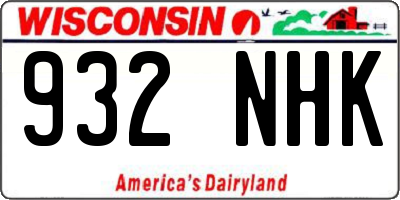 WI license plate 932NHK
