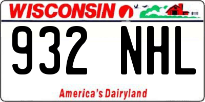 WI license plate 932NHL