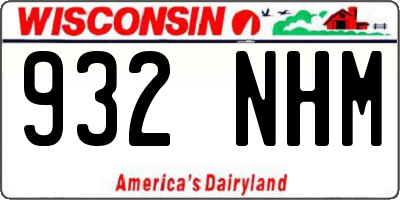 WI license plate 932NHM