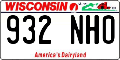 WI license plate 932NHO