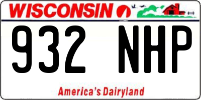 WI license plate 932NHP