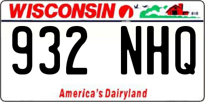 WI license plate 932NHQ