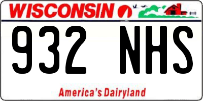 WI license plate 932NHS
