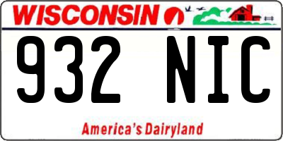 WI license plate 932NIC
