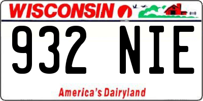 WI license plate 932NIE